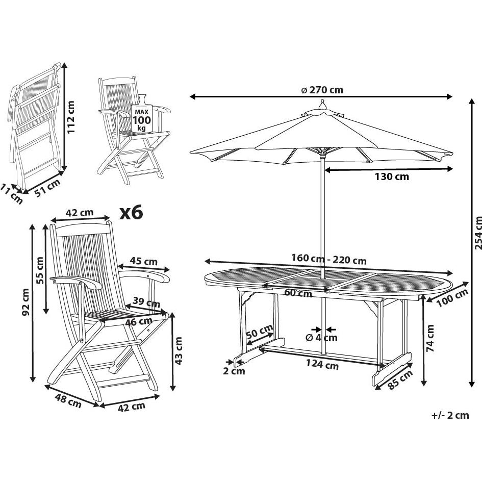 Thumbnail - Beliani, Gartentisch + Balkontisch, Maui Ii (270 cm)