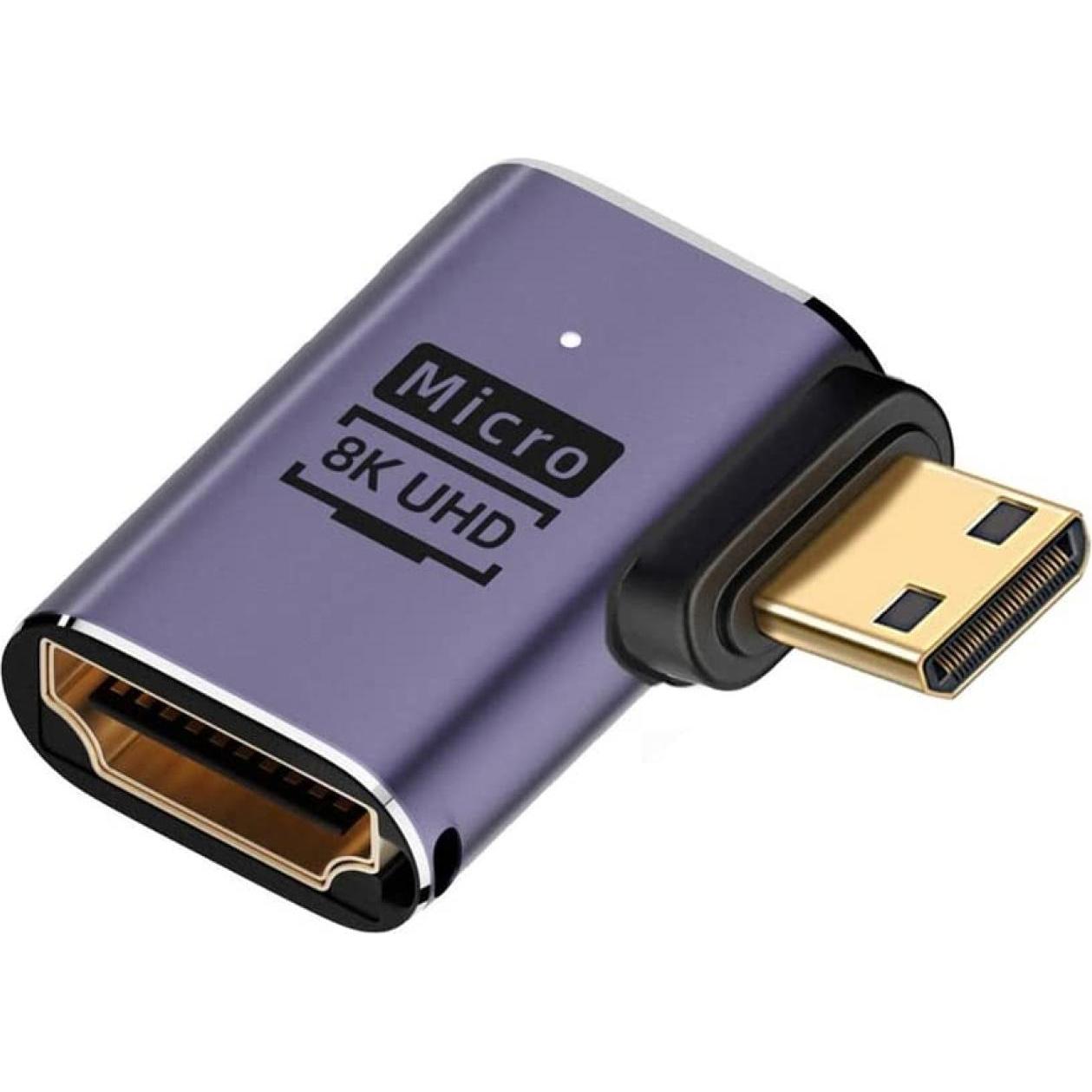 PowerGuard Mini HDMI auf HDMI 2.1 90-Grad Winkel Right Adapter (HDMI), Video Kabel