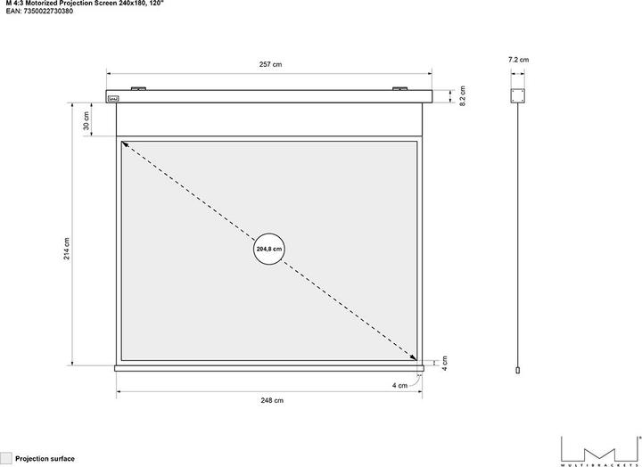 Image du produit Multibrackets Écran de projection motorisé M 240x180 (80.63", 4:3)