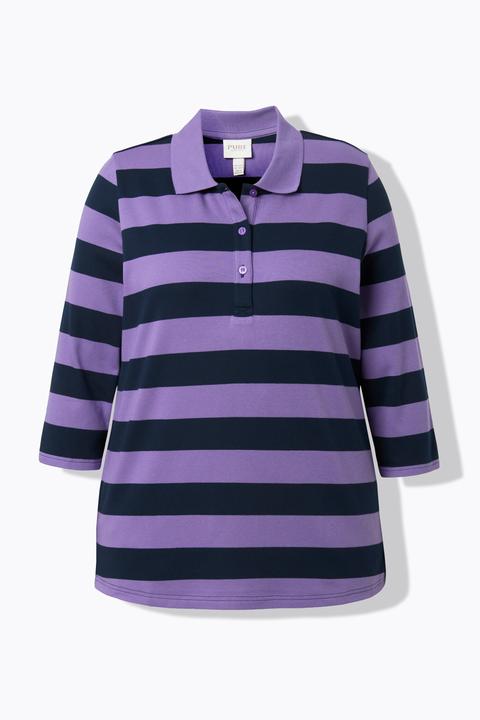 Produktbild Ulla Popken Polo-Sweatshirt, Streifen, 3/4-Arm (56)