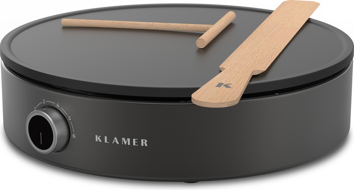 Immagine prodotto KLAMER Crepiera, ampia superficie di cottura con piastra antiaderente da 33 cm di diametro, 1500W