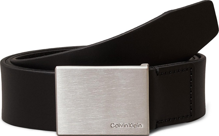 Calvin Klein Herren Gürtel Formal Plaque Belt 3.5 cm aus Leder, Schwarz (Black), 90 cm (90)