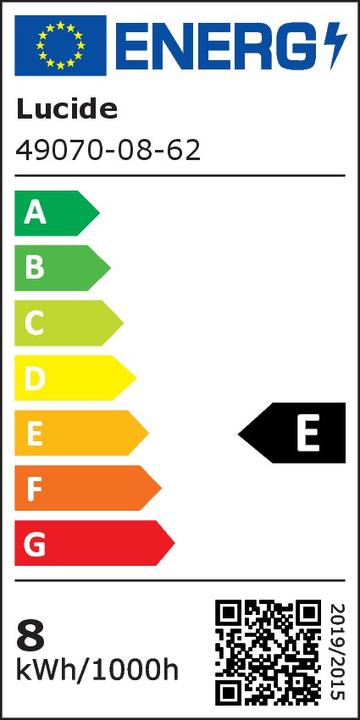 Label énergétique Lucide E27 (E27, 8 W, 900 lm, 1 x, E)