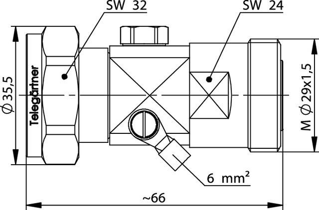 Produktbild Telegärtner Telegrtner: 7-16 berspannungsableiter 230 V, 2.5 GHz, IP67, Sti-Bu mit Gasentladungsleiter (VE 1)
