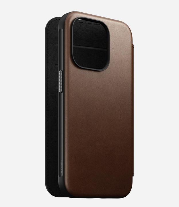 Actual product image Nomad Book Cover Modern Leather Folio iPhone 15 Pro Brown (Apple iPhone 15 Pro)