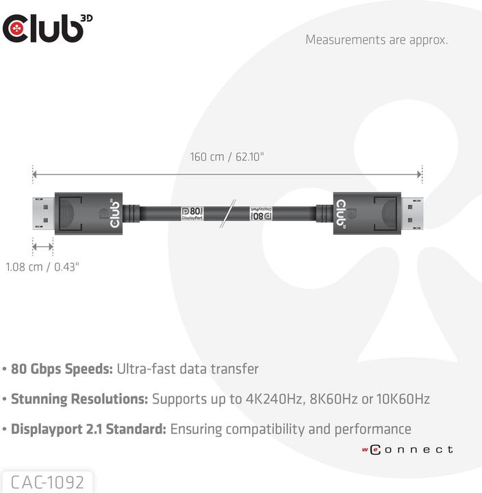 Produktbild Club 3D DisplayPort — DisplayPort (1.60 m, DisplayPort)