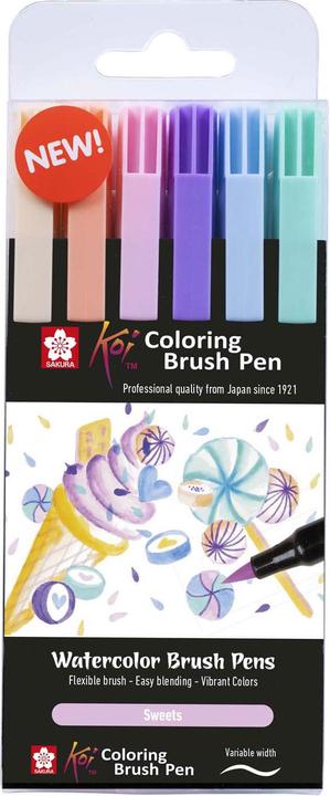 Produktbild Sakura Koi Coloring Brush Pen set Sweets | 6 colours (Mehrfarbig, 6 x)