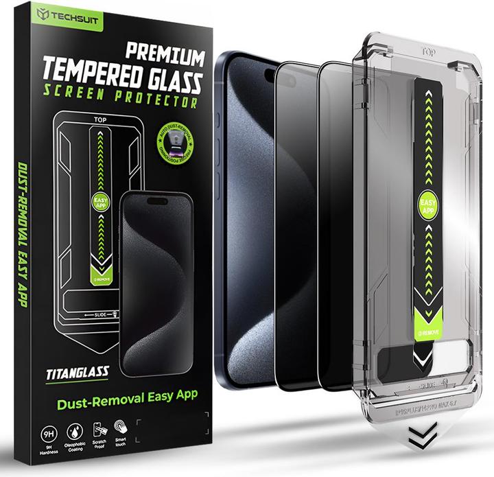 Techsuit TitanGlass FullCover (2 pack) (2 Stk., Apple iPhone 15 Pro)