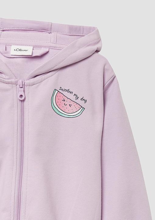 Produktbild S.Oliver Sweatshirt Jacke Sweatjacke mit Glitzerpint und Smok-Details (98)