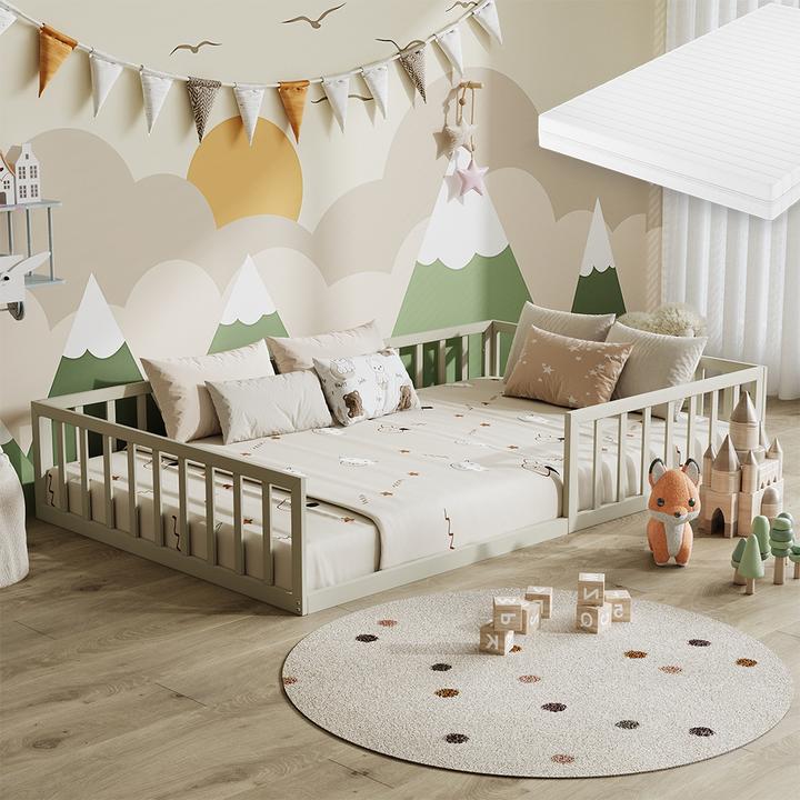 Produktbild VitaliSpa Bodenbett aus Metall Minno, Greige, 120x200 mit Matratze (120 x 200 cm)