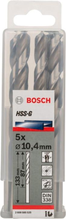 Actual product image Bosch Professional Zubehör PRO Metal HSS-G twist drill, 10.4 x 87 x 133 mm (10.4 mm)