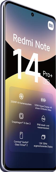 Immagine prodotto Xiaomi Redmi Note 14 Pro+ (256 GB, Lavender Purple, 6.67", Doppia SIM, 5G)