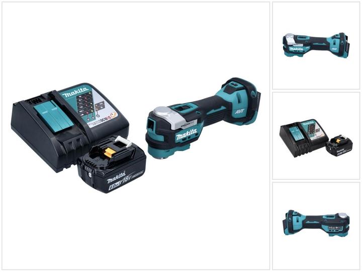 1x Makita DTM 52 cordless multifunction tool, 1x Makita BL 1860 B 18 V 6.0 Ah battery, 1x Makita DC 18 RC battery charger 18 V