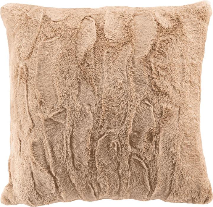 Douceur D'intérieur Flauschiges Kuschelkissen 45x45 cm - Traumhaft weiches Dekokissen, Sandfarbiges Kunstfell (45 x 45 cm)