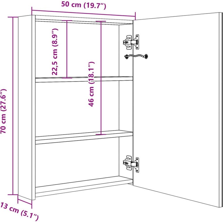 Immagine prodotto VidaXL Eldrys (50 x 13 x 70 cm)