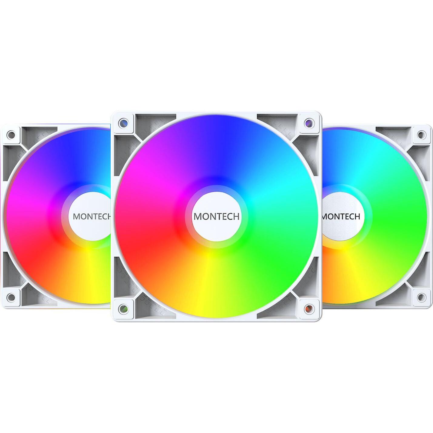 Montech GF120 PWM (120 mm, 3 x), PC Lüfter, Weiss