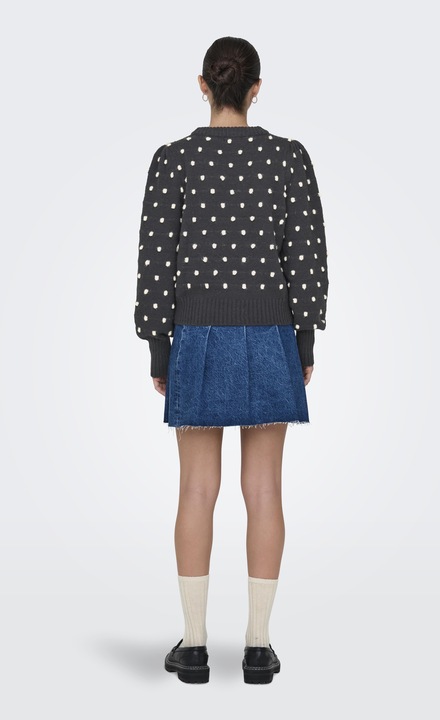 Immagine prodotto JdY Vestibilità regolare Collo alto Polsini lunghi Maniche a sbuffo Pullover Maglione in maglia (L)