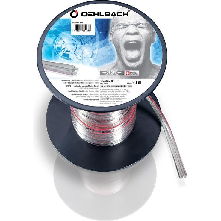 Oehlbach Speaker Cable Silverline SP15 (20 m, 1.50 mm²), Lautsprecherkabel, Transparent