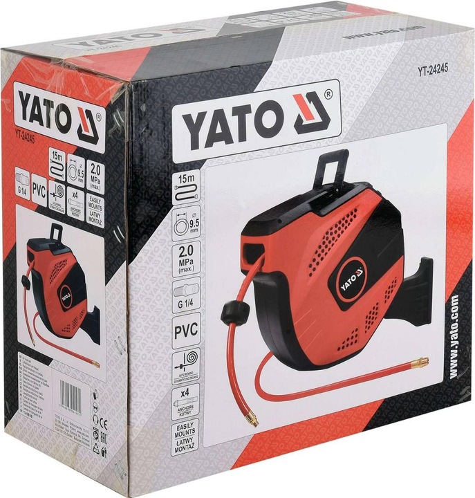 Produktbild Yato Profi Druckluft-Automatik-Schlauchtrommel 15m Ø9,5mm YT-24245