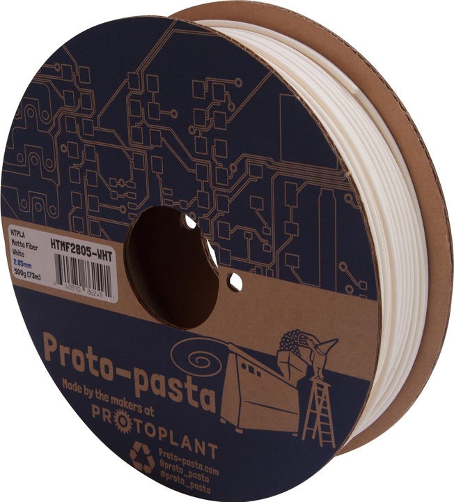 Immagine prodotto Proto-pasta Filamento opaco in fibra HTPLA bianco 3mm 500g (TPLA, 2.85 mm, 500 g, Bianco)