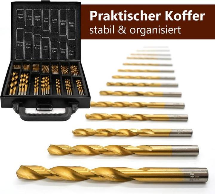 Actual product image ProPlus Drill Set Drill Set Drill Tool Kit Bit Case Drill Accessory Set (1.5 mm, 2.0 mm, 2.5 mm, 3 mm, 3.2 mm, 3.5 mm, 4 mm, 4.5 mm, 5.0 mm, 5.5 mm, 6.0 mm, 6.5 mm, 8 mm, 10 mm)