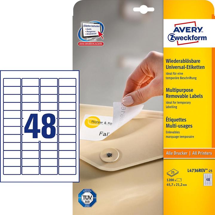 Actual product image Avery Universal labels