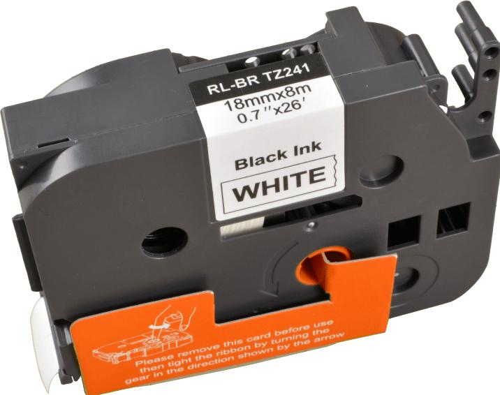 Ampertec P-Touch Band kompatibel zu TZe-241 schwarz auf weiss 18mm / 8m (1.80 cm, Schwarz)