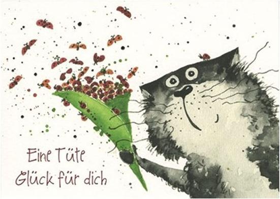 Taurus Kunstkarten Postkarte Aquarell Katze