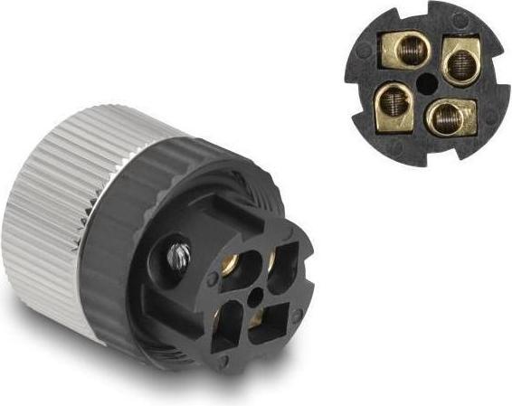 Actual product image Delock M12 plug connector A-coded 4-pin socket for mounting