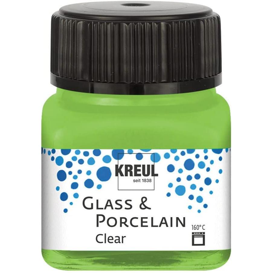 Kreul, Künstlerfarbe + Bastelfarbe, Glass & Porcelain Clear, Porzellan- und Glasfarbe (Apfelgrün, 20 ml)