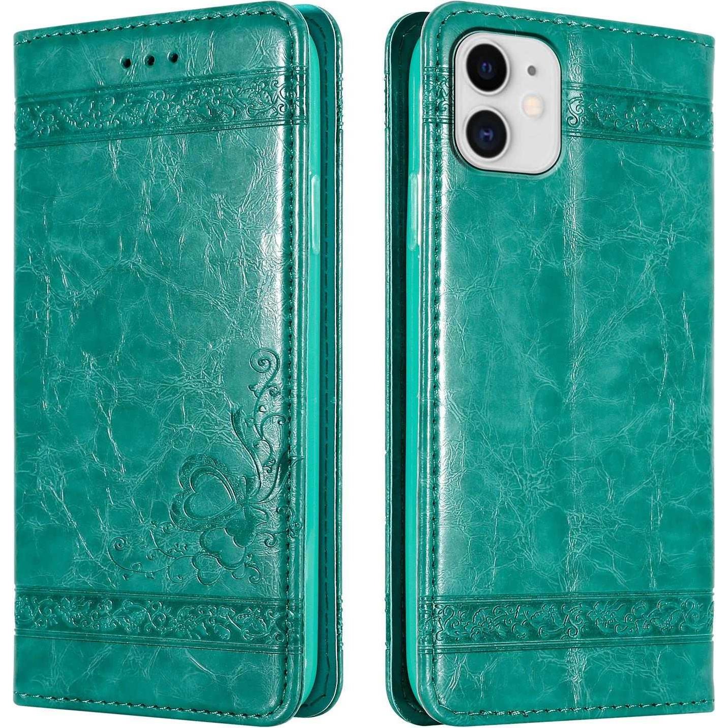 Cadorabo Book Hülle mit Ornamente (Apple iPhone 11), Smartphone Hülle, Türkis