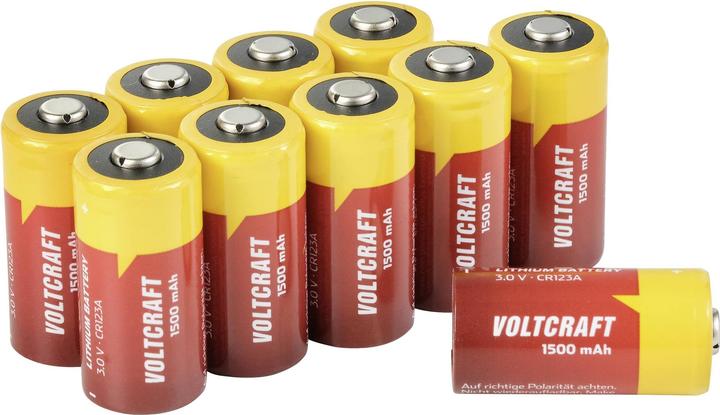 Voltcraft CR123A 10 stuks Fotobatterij CR-123A Lithium 1500 mAh 3 V 10 stuks. (10 Pcs., RCR123A, 1500 mAh)