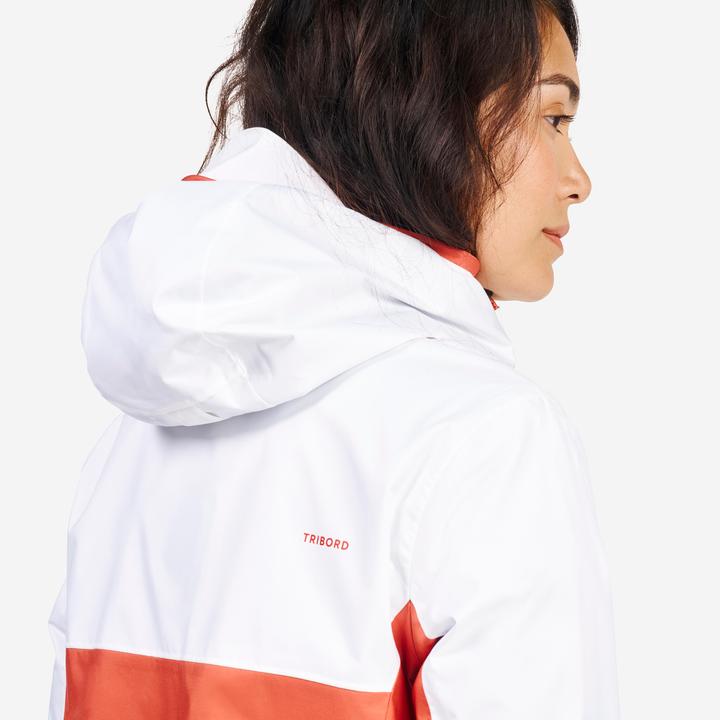 Actual product image Tribord Regenjacke Segeln Damen wasserdicht 100 weiss/orange (S)