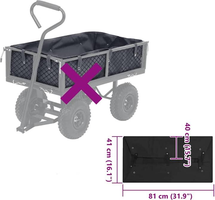 Actual product image Diverse Hardware Gartenwagen-Einlage Schwarz 81x41x40 cm Stoff