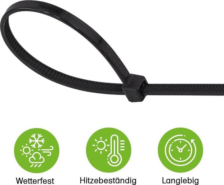 Actual product image Offgridtec Kabelbinder 1000 Stk. Schwarz Nylon UV-Beständig Verschiedene Längen 100mm 150mm 200mm 250mm 300mm (Plastic cable ties, 300 mm, 1000 pcs.)