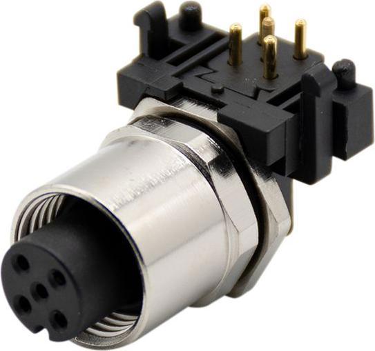 Actual product image RND Electronics M12 PCB Circular Connector, Right Angled, Female Connector, 5 Pole, A-Coded, Soldered