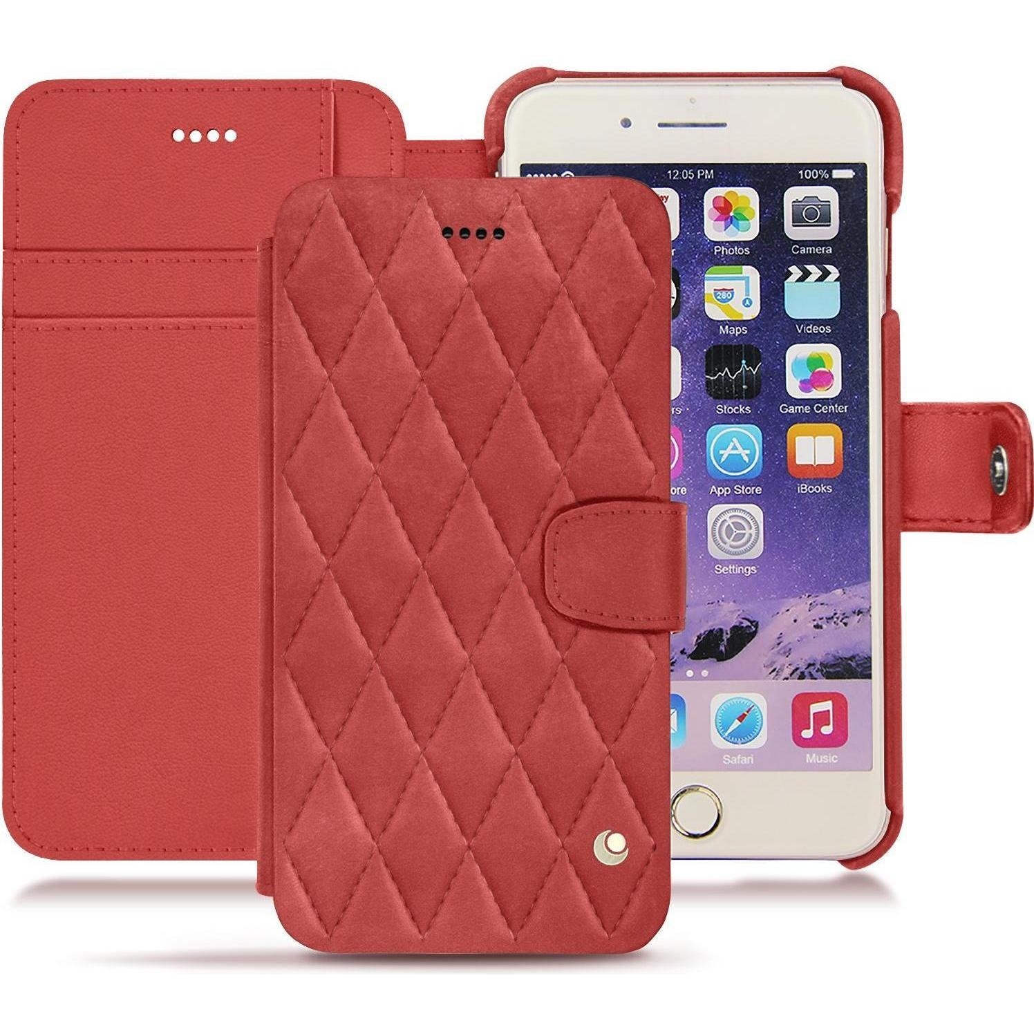 Noreve Lederschutzhülle Wallet (Apple iPhone 7 Plus), Smartphone Hülle, Rot