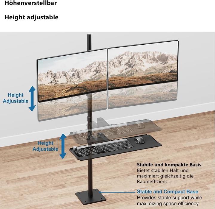 Produktbild myWall My Wall Mobiler Sitz-/Steh-PC-Arbeitsplatz (Boden, 32", 9 kg)