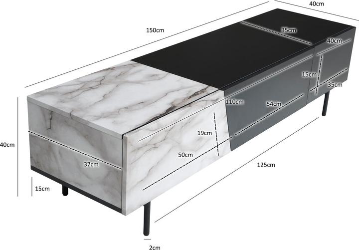 Actual product image FineBuy Lowboard TV cabinet 150 cm TV table TV cabinet doors drawer (150 x 40 x 40 cm)