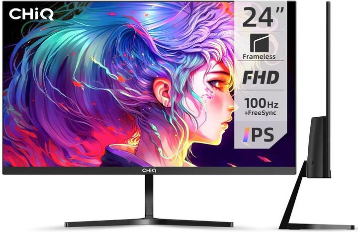 Actual product image CHiQ 24-inch monitor, Full HD (1920x1080), ultradunne monitor, 3-zijdig randloos, IPS, 100% sRGB, pc-sche (1920 x 1080 pixels, 24")