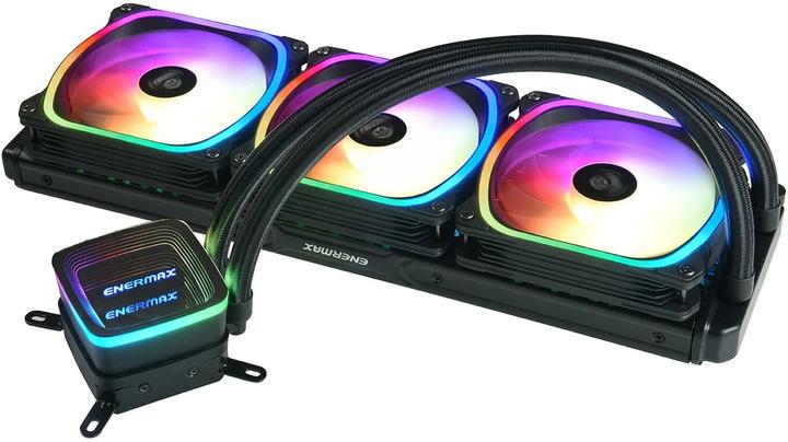 Actual product image Enermax AQUAFUSION ADV ARGB 360 AIO CPU water cooling Intel LGA1700 AM5 Ready 350W+ TDP 3x 120mm PW