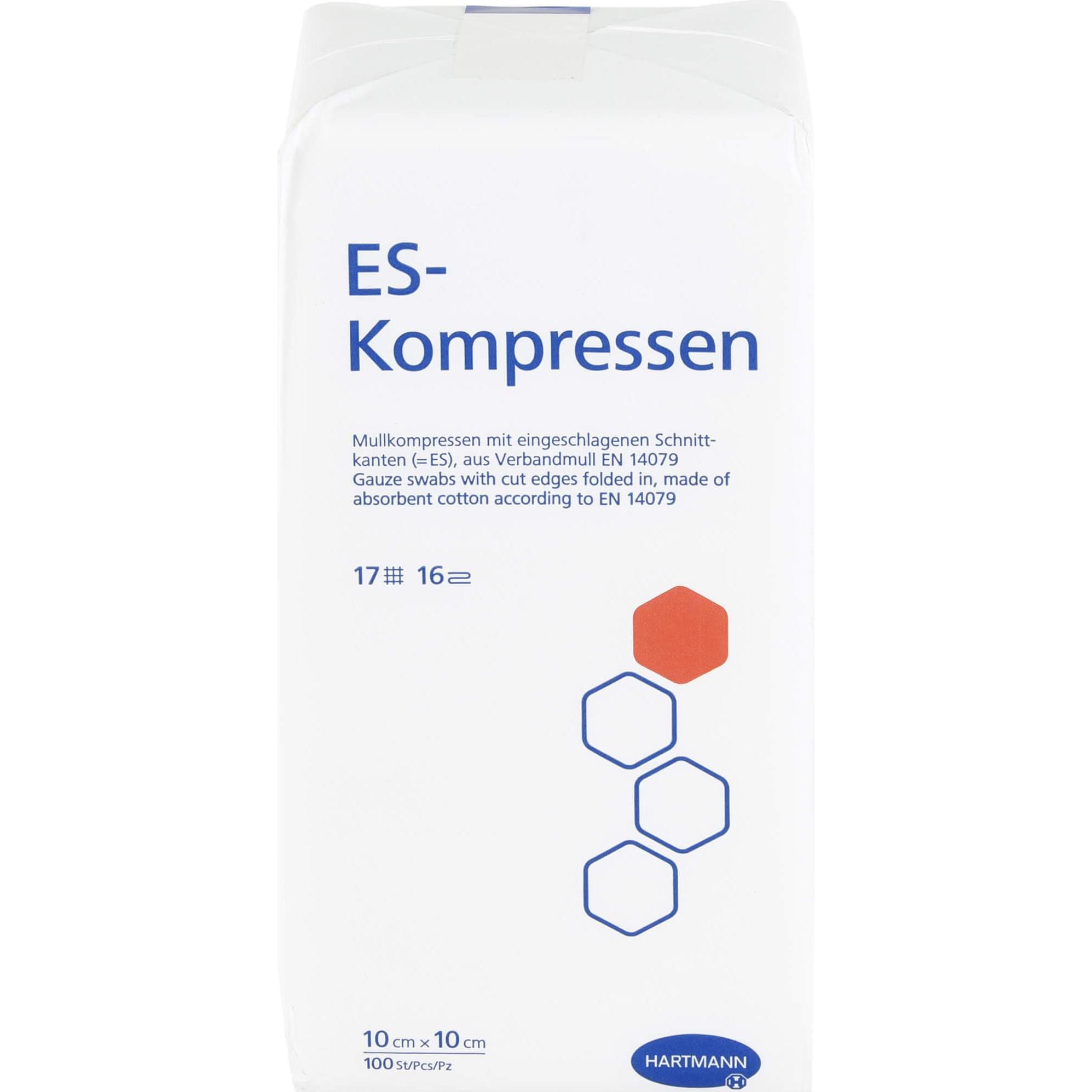 Hartmann, Verbandsmaterial, ES-KOMPRESSEN unsteril 10x10 cm 16fach, 100 St KOM