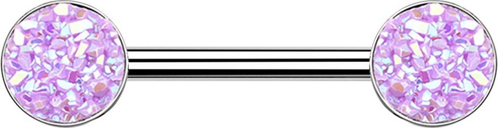 Produktbild Star Piercing Barbell silber mit Druse Stein hellviolett (Chirurgenstahl 316L, ohne Messing)