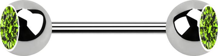 Actual product image Star Piercing Micro Barbell silber mit zwei Kugeln Kristall hellgrün (without brass, Titanium)