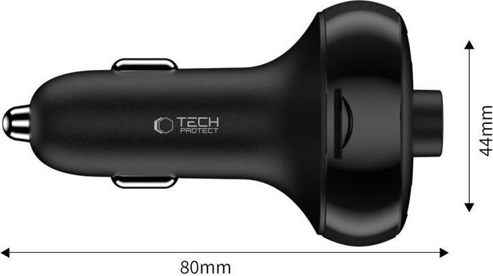 Produktbild Tech-Protect CC06 3-port PD72W car charger with transmitter - black