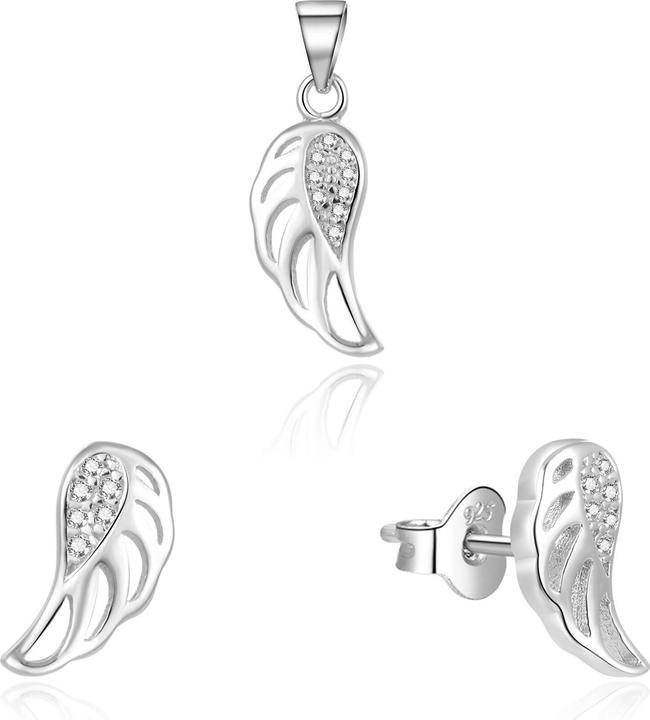 Image du produit Beneto Silver Jewelry Set Angel Wings AGSET64 / 1L (Pendant, Earrings)