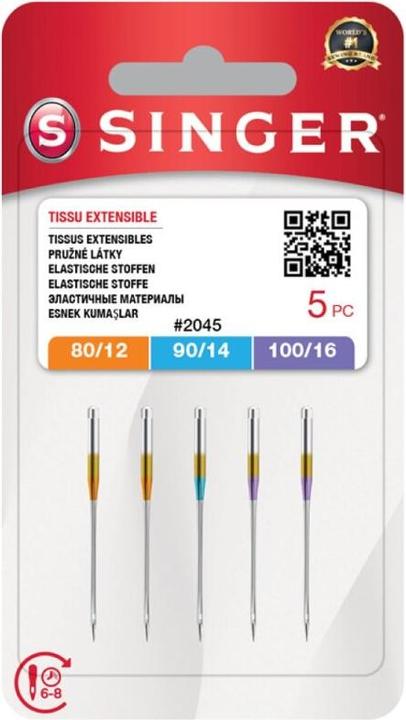 Singer Aiguille N2045S -12/80-14/90-16/100 Blister 5p. Stretch