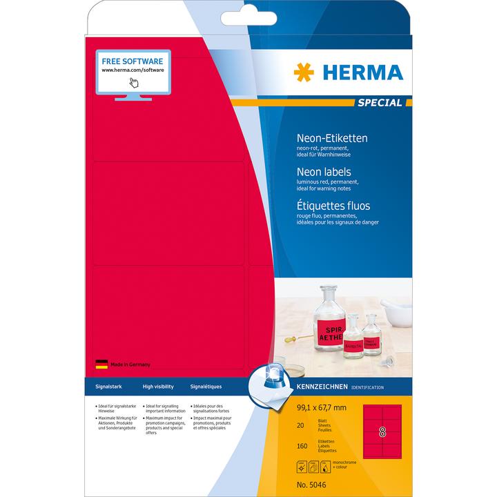 Produktbild HERMA Neon Etiketten A4