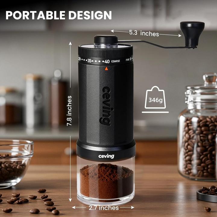 Produktbild ‎Ceving Manuelle Kaffeemühle mit 40 Mahlstufen, Modell Mega
