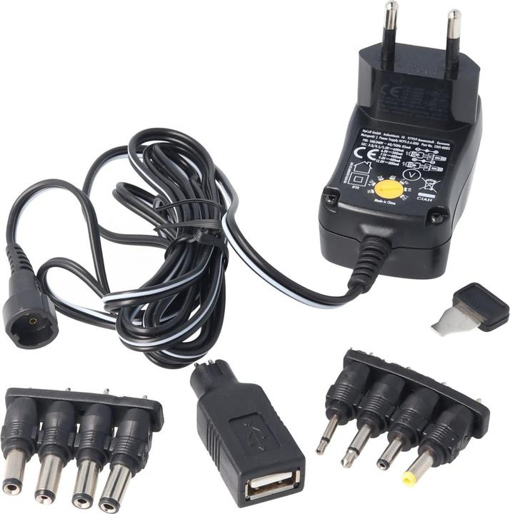 Image du produit AccuCell Alimentation universelle de 3 à 12 volts avec 1 adaptateur USB et 8 adaptateurs CC.